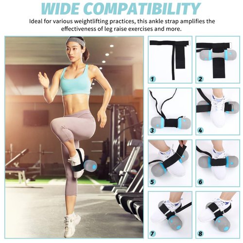 Mipcase Adjustable Ankle Weight Straps for Dumbbell Foot Attachment Heavy-Duty Tibialis Trainer Straps for Leg Workout Accessory Compatible with Gym and Home Fitness