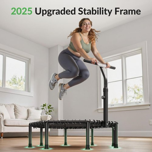 BCAN BT3 51" Octagonal Rebounder Trampoline - 450LBS Max Load, Silent Bungee & T-Adjustable Handle for Home Gym