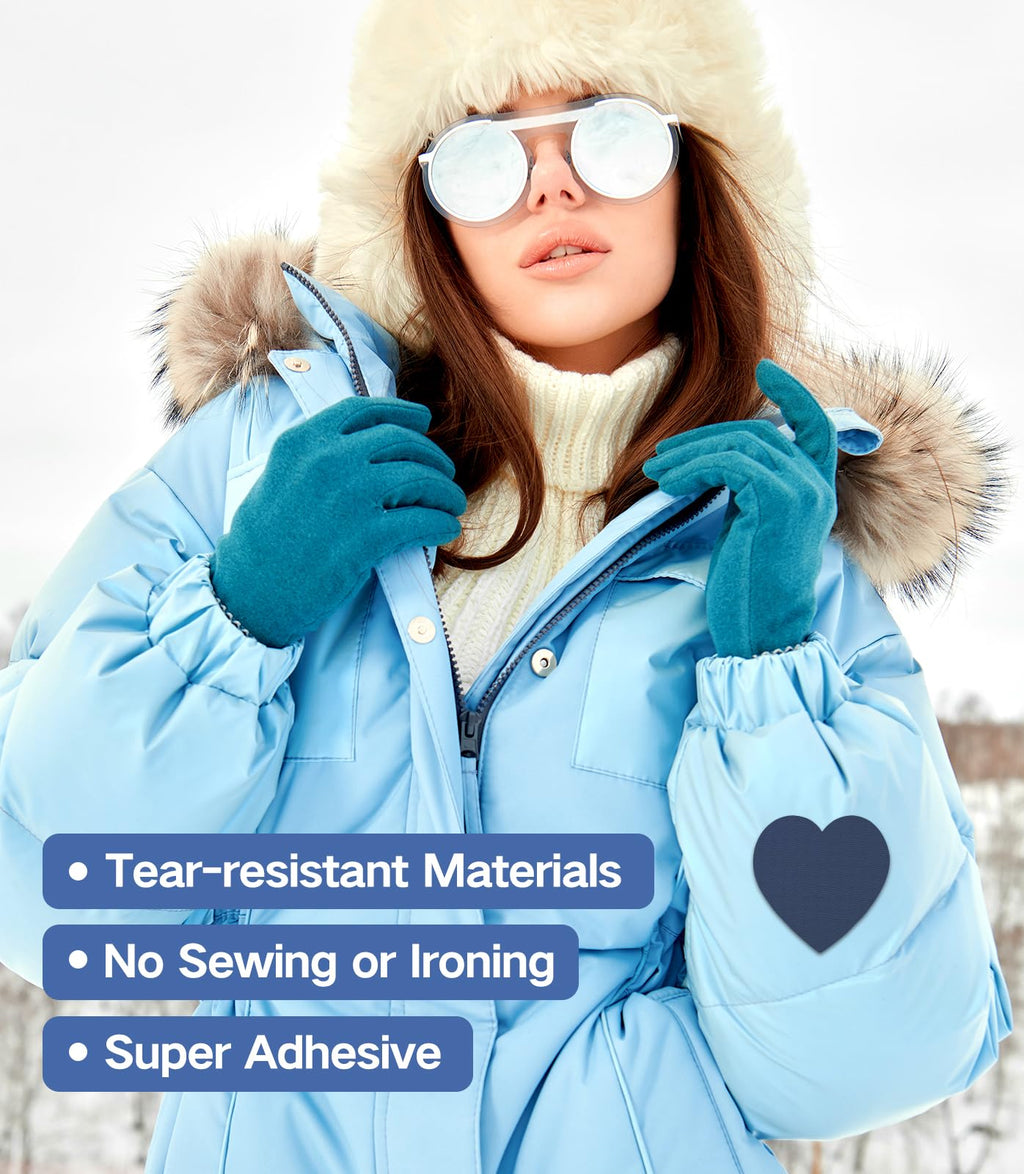20Pcs Down Jacket Repair Patches Dark Blue Waterproof Self Adhesive Pre-Cut Nylon Repair Patches Kit for Jackets Coats Clothing Tents Sleeping Bags, Heart