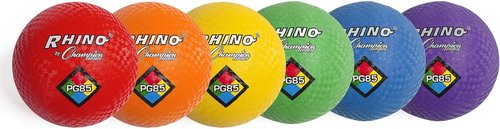Champion Sports Rhino Playground Ball Set - Durable Two-Ply, Nylon Wound Balls | Set of 6 Colors, 8.5"D