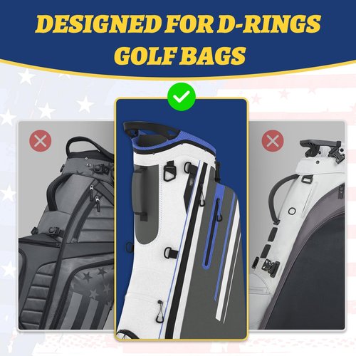 RVRAYS Golf Bag Straps Replacement Golf Adjustable Waterproof Golf Bag Backpack Straps Double Shoulder Golf Bag Carry Strap 4 Metal Swivel Hooks USA Flag