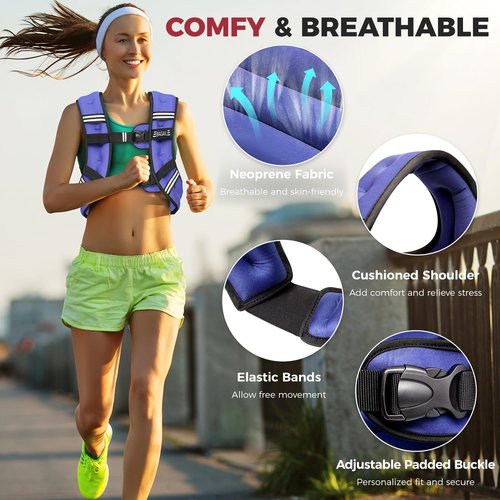 BAGAIL Comfort-Fit Weighted Vest - Even Weight Distribution for Faster Weight Loss | 5-30lbs, Detachable Phone Pouch, Reflective Stripes