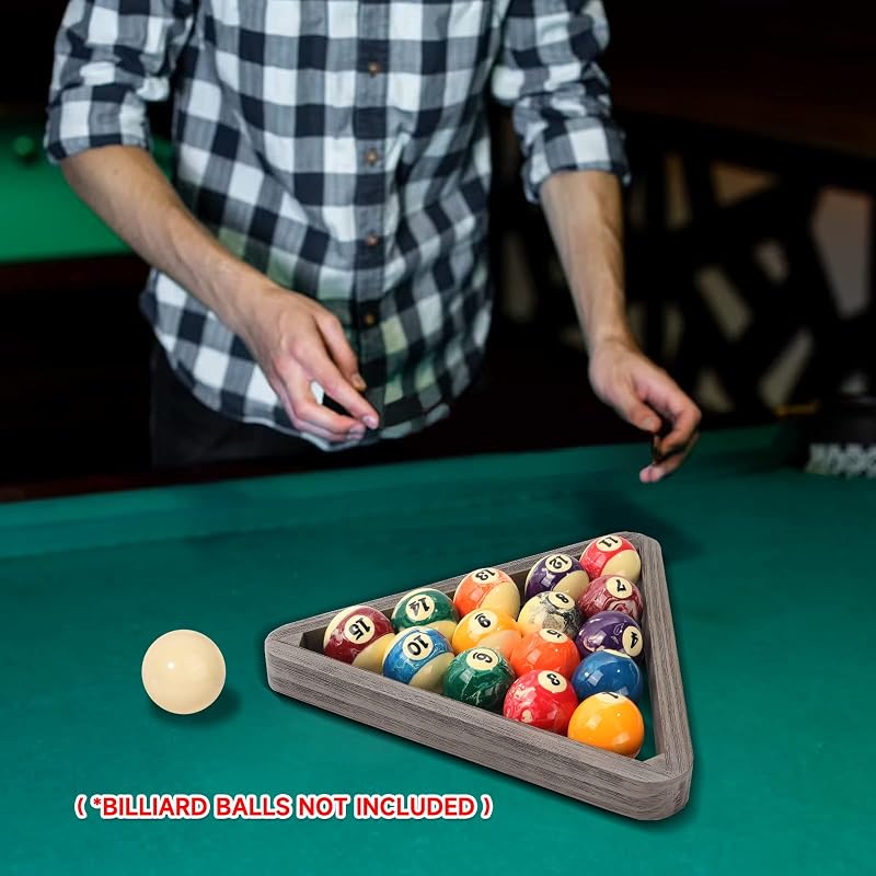 GSE Deluxe Solid Wood 8-Ball Triangle & 9-Ball Diamond Pool Ball Racks - Brushed Grey