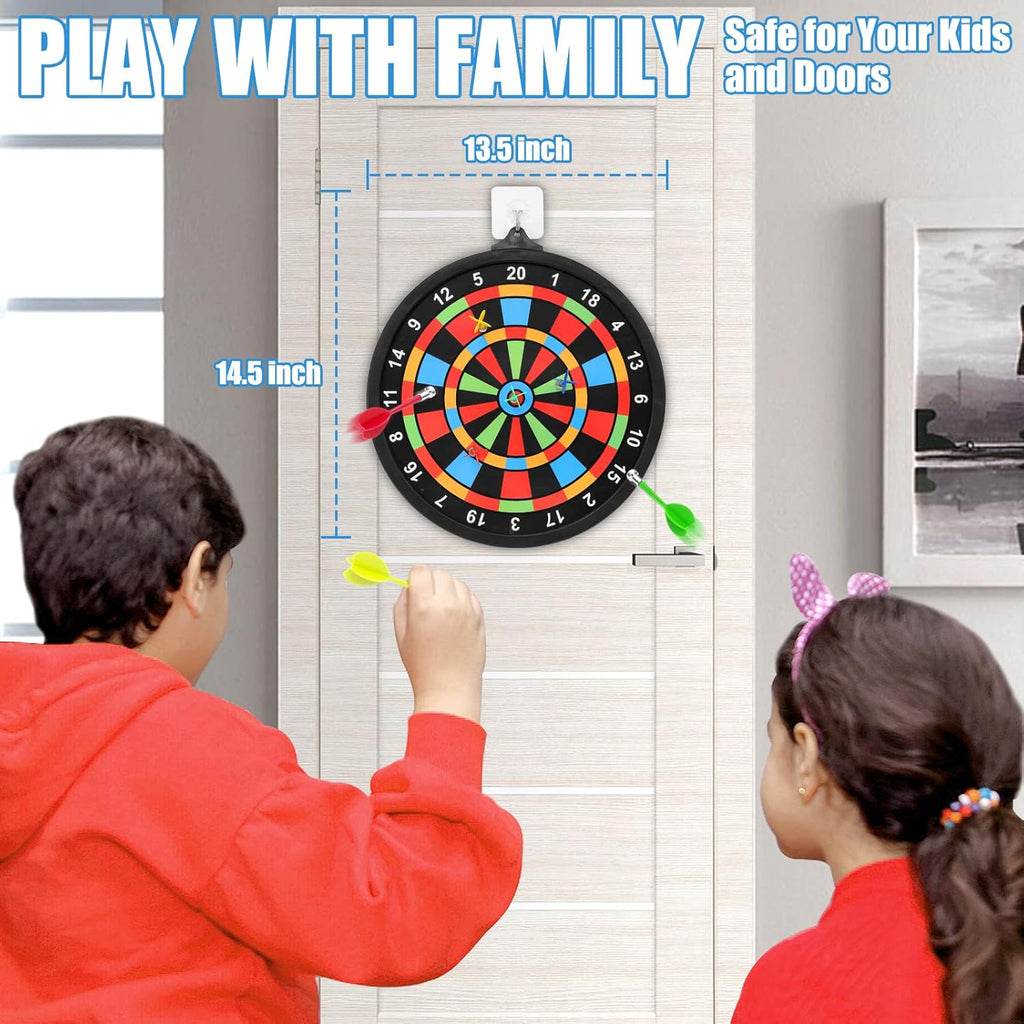 Skiennix Magnetic Dart Board - Safe Indoor & Outdoor Game for Kids 8-14 | Includes 12 Darts