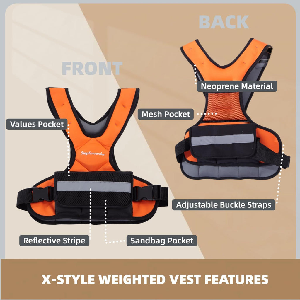 Skiennix Adjustable Weighted Vest - 6lbs/12lbs for Strength Training, Running & Workouts | Reflective Stripes