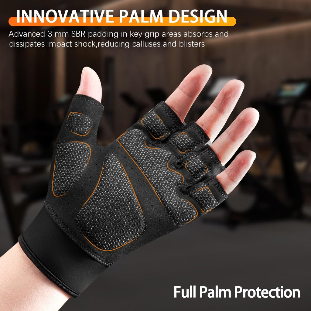 Skiennix Workout Gloves - Fingerless Gym Gloves for Weight Lifting & Fitness | Padded Grip & Breathable Design