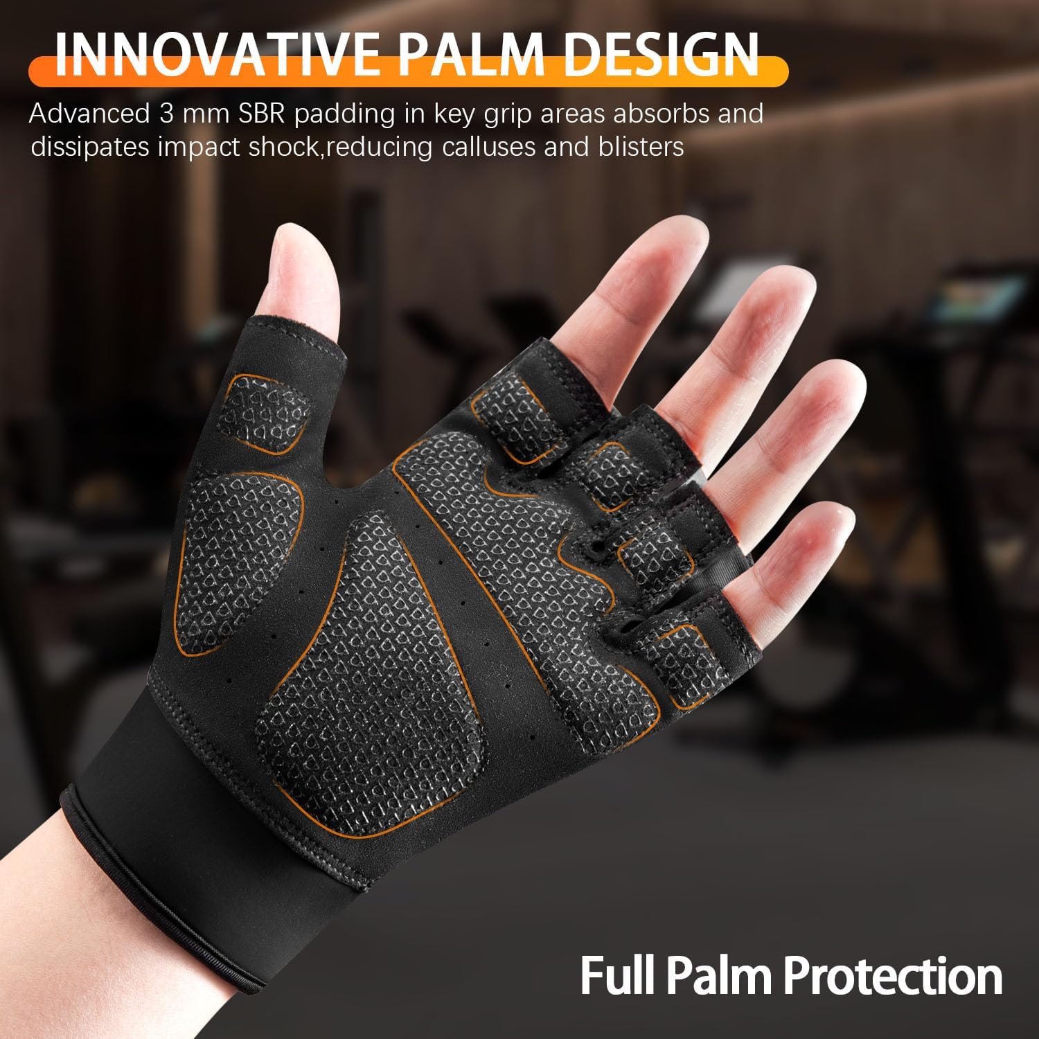 Skiennix Workout Gloves - Fingerless Gym Gloves for Weight Lifting & Fitness | Padded Grip & Breathable Design