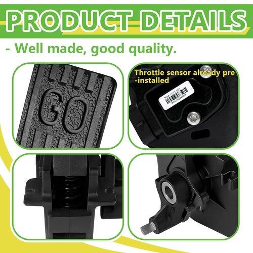 Drive-up Golf Cart Accelerator Pedal Assembly with Throttle Sensor Kit for Club Car 2010-Up Precedent/Tempo/Onward Gas Models, 2nd Gen Accelerator Pedal Assembly Replaces OEM #102595502
