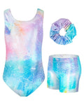 Gogokids Gymnastics Leotards for Girls, 3-4 Years Sparkly Sleeveless Biketards Unitards with Shorts Dance Ballet Tumbling Outfits