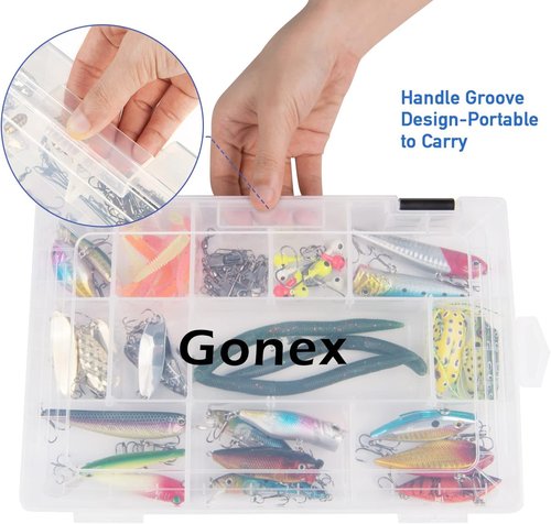 Gonex Tackle Box Organizer - Clear Plastic Fishing Storage with Adjustable Dividers | 3600/3700 Size Options