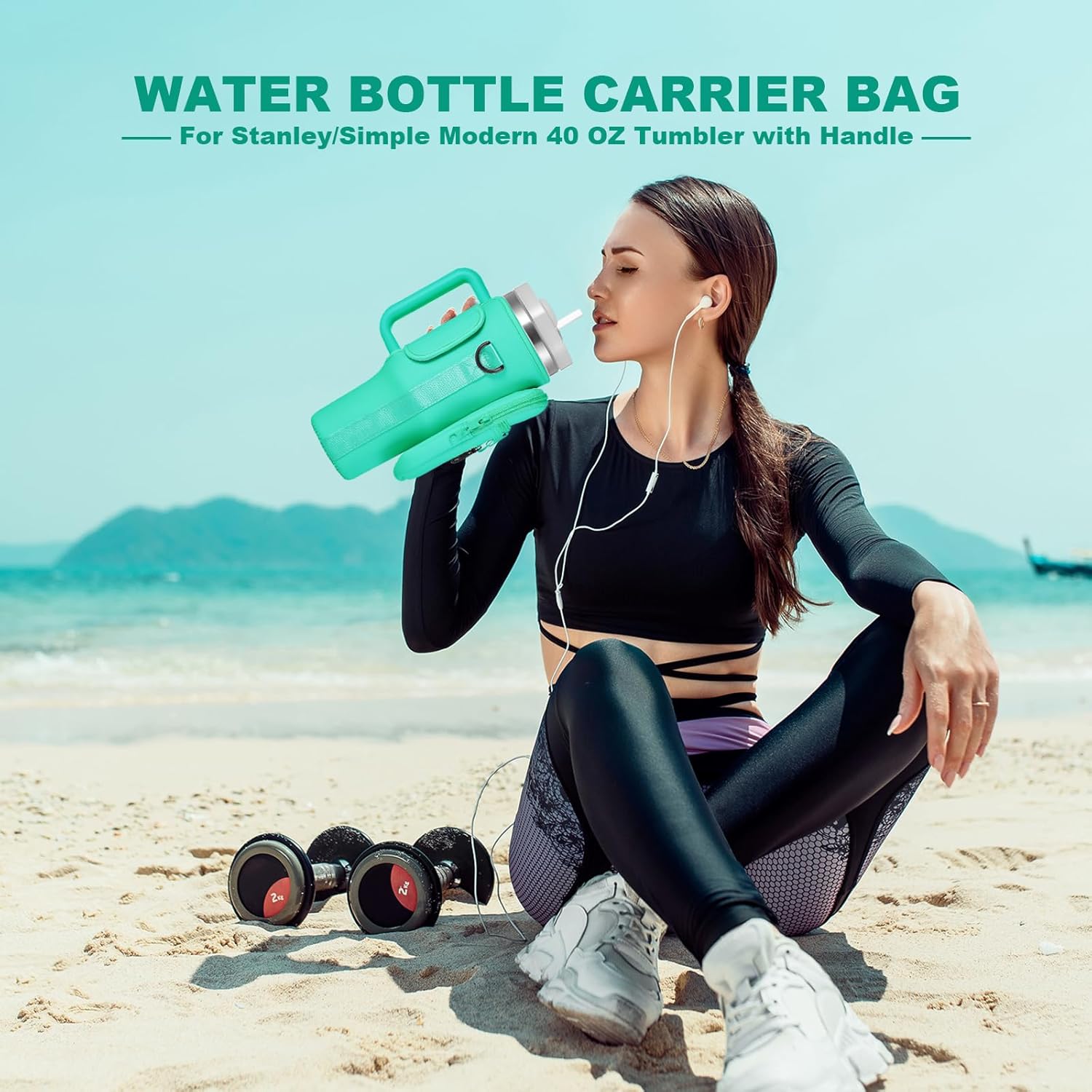 Stanley Water Bottle Carrier Bag - Insulated Neoprene Holder with Phone Pocket | Adjustable Strap, Pink