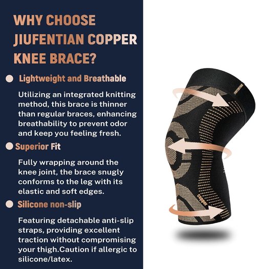 JIUFENTIAN Compression Knee Brace - 2 Pack Copper Knee Sleeves for Pain Relief & Support | 3X-Large