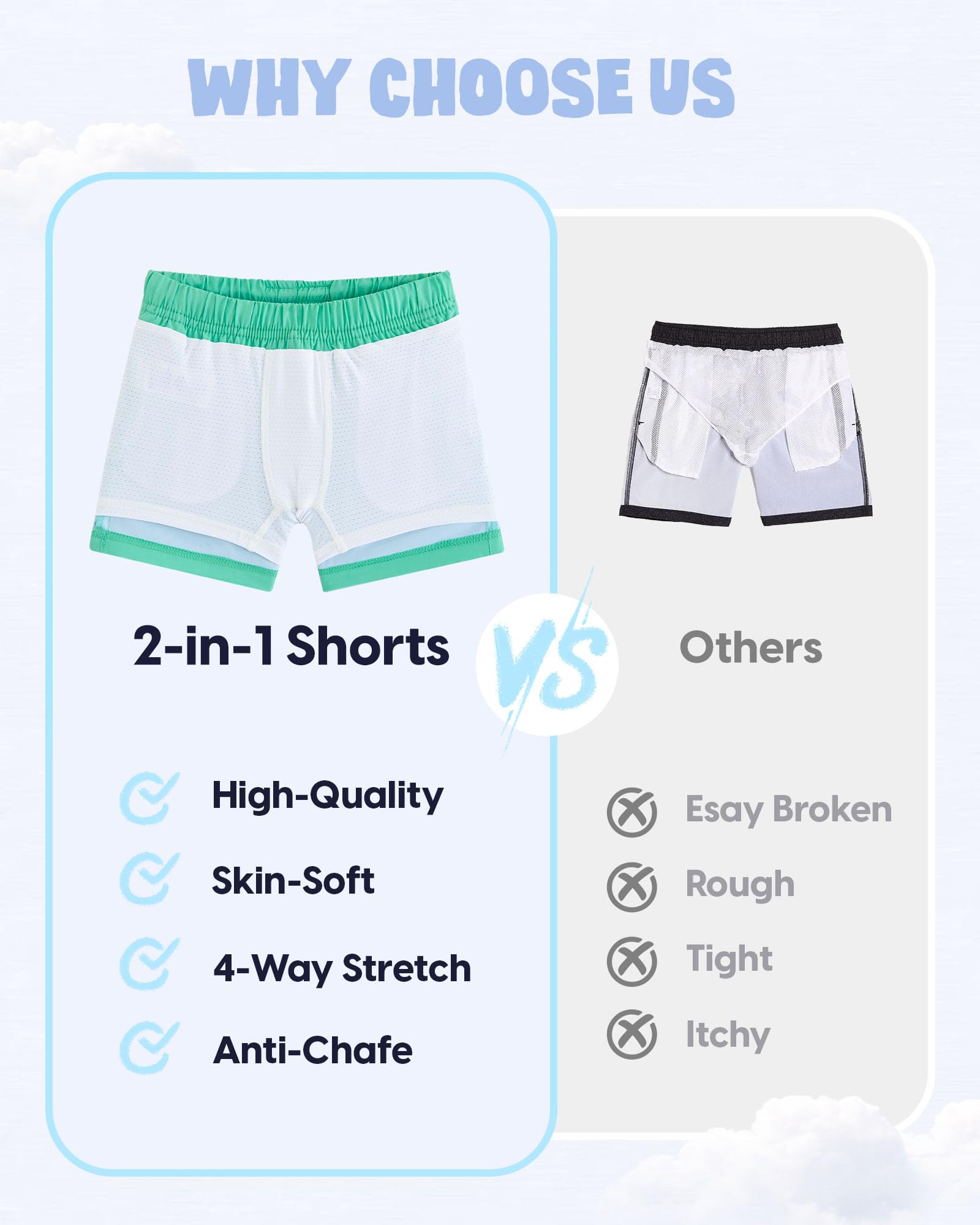 maamgic Boys Swim Trunks with Compression Liner Recycled Swim Shorts Anti-Chafe Boys Bathing Suit Stretch Toddler Beach Shorts Bright Bue 5/6