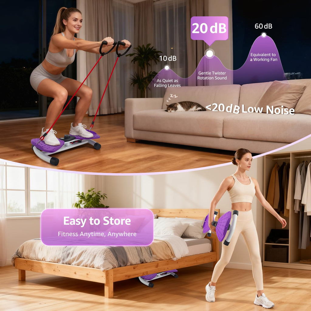 Waist Twister Machine Exercise, Ab Twister Board with LED Digital Display Track Time, Reps, 330 lbs Capacity Calories Noiseless Waist Twisting Fitness Tool with Resistance Bands And Elastic Bands