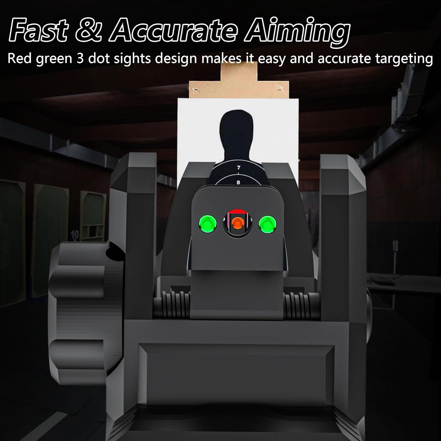 Skiennix Folding Fiber Optic Sights - Flip-Up Front & Rear Backup Sights for Picatinny Rails | Red & Green Dots