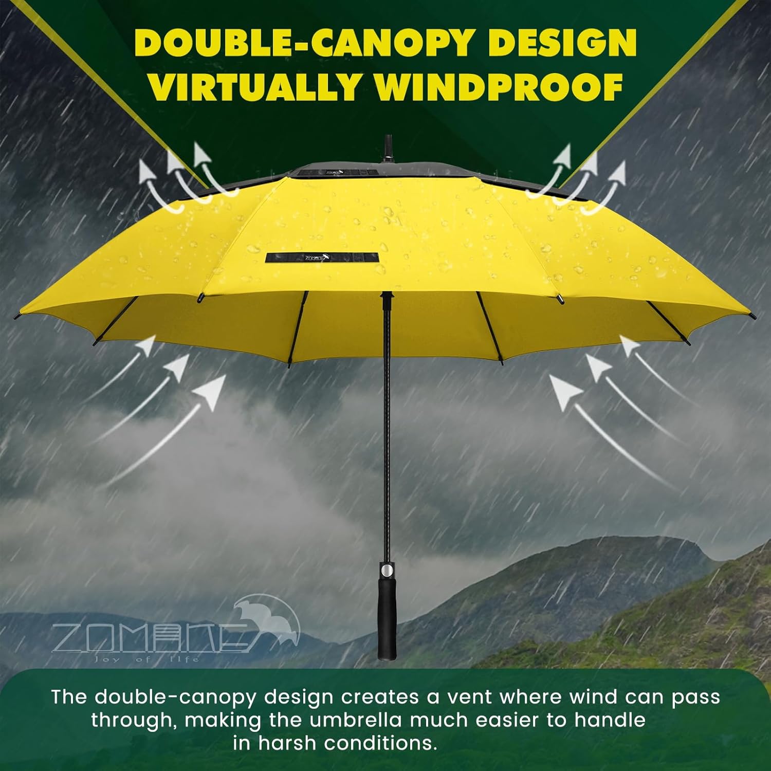 ZOMAKE Golf Umbrella - Large 62/68 Inch Windproof Automatic Open Double Canopy | Waterproof Design