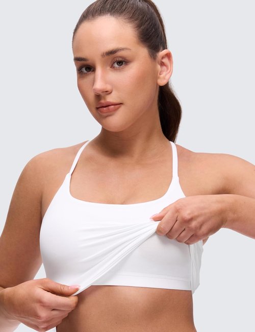CRZ YOGA Butterluxe Crop Tank Top for Women - Padded Adjustable Straps | Longline Yoga Sports Bra