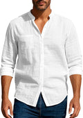 Skiennix Men's Long Sleeve Button-Down Shirt - Plus Size Casual Fit for Summer & Beach Activities