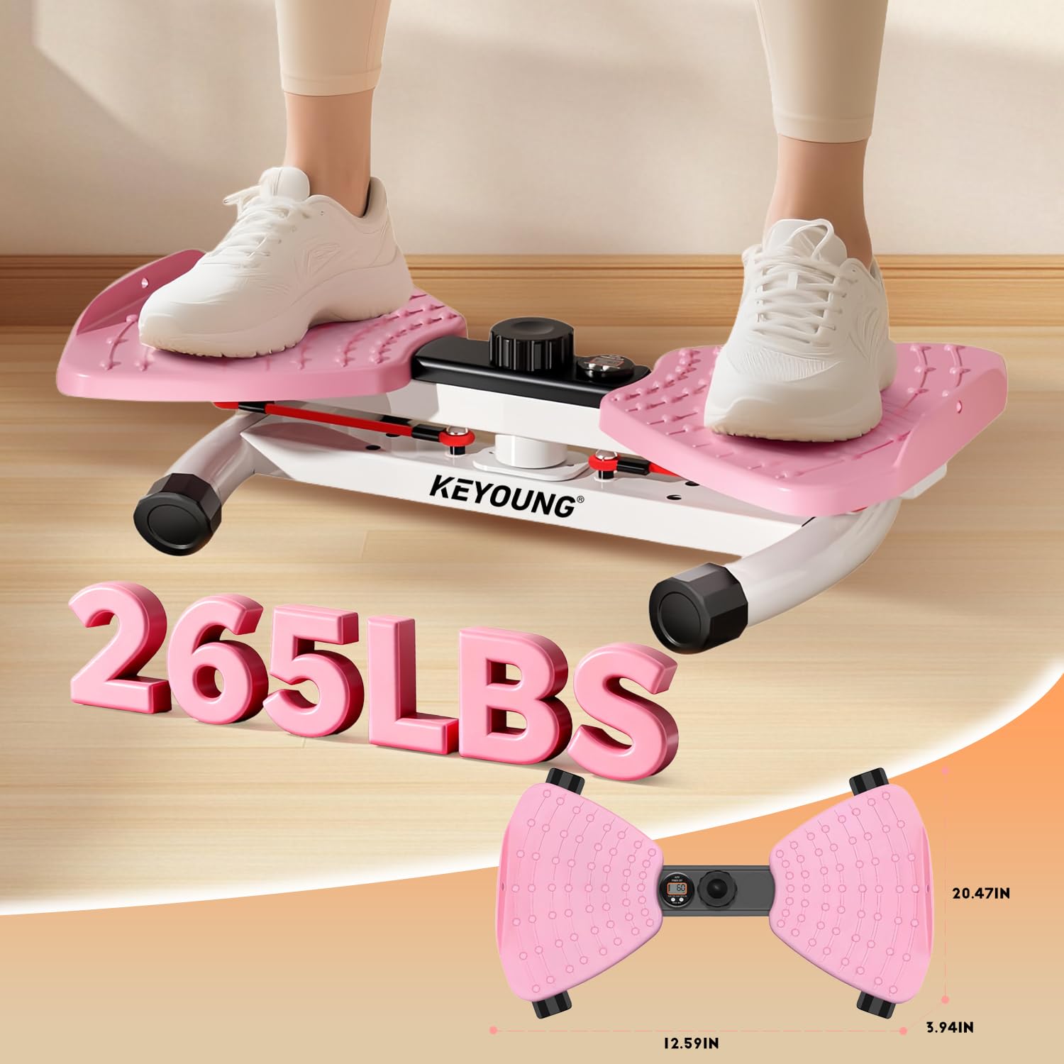 Waist Twister Machine Exercise, Home Ab Twister Board Fitness Tool Capacity 265lbS with Resistance Loop, Anti-Slip Twist Workout Equipment with Smart Digital Monitor for Women and Men Belly Fat Burn