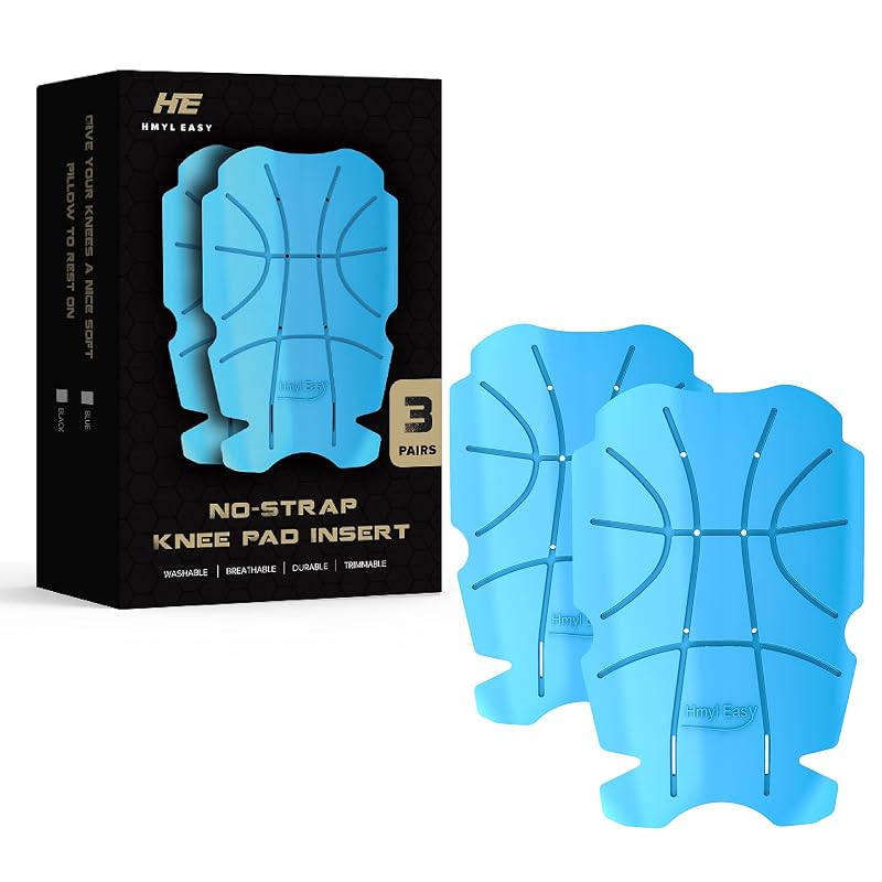 Breathable No Strap Knee Pads for Work Pants & Uniforms, 3 Pairs 11.5 x 7.9 x 0.45 in, Blue