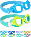 Seago Kids Swim Goggles - Cat-Shaped, Anti-Fog, UV Protection | 2 Pack with Fabric Strap for Ages 3-15