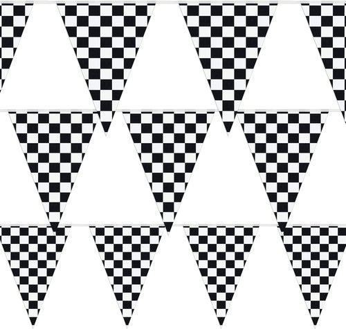 Checkered Flags 100’ FT Pennant Racing Banner - NASCAR Theme Party Decoration | Race Car Party Décor