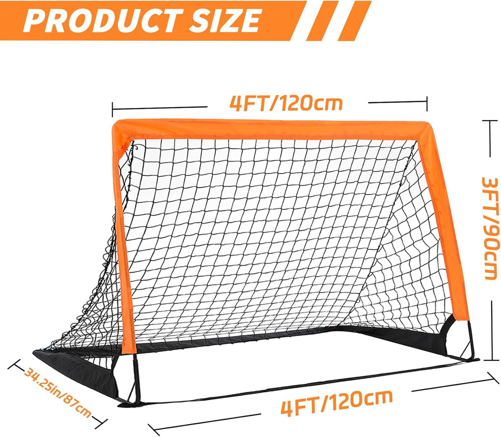 Skiennix 2-Pack Soccer Goals - Pop Up Folding Mini Goals for Indoor/Outdoor Practice | 4’ x 3’ with Carry Bag