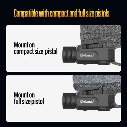 DEFENTAC Pistol Light Laser Combo - 1800lm Rechargeable Tactical Flashlight with Quick Release & Strobe