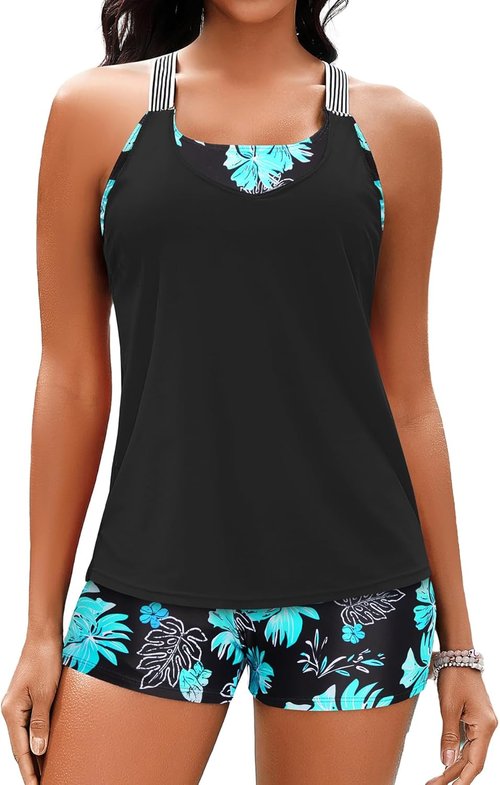 Daci Tankini Swimsuits for Women - 2025 Tummy Control 2-Piece Bathing Suit with Shorts