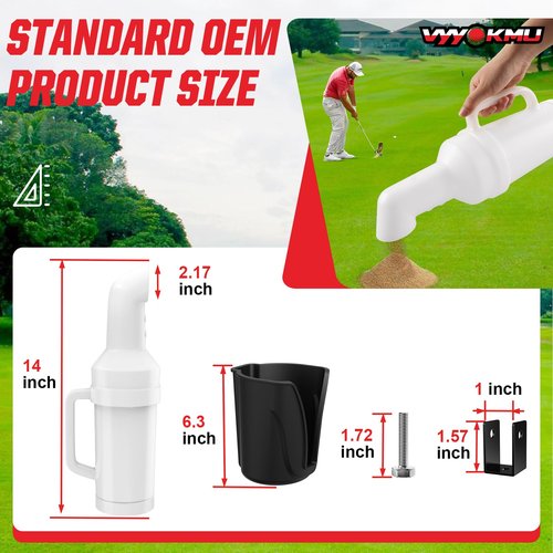 VYYOKMU Universal Golf Cart Sand Bottle with Holder, No Drilling Golf Cart Divot Filler Sand Bottle with Handle for Club Car, EZGO, Yamaha Carts with 1" Square Tube Bracket, Seed Container, 1PCS
