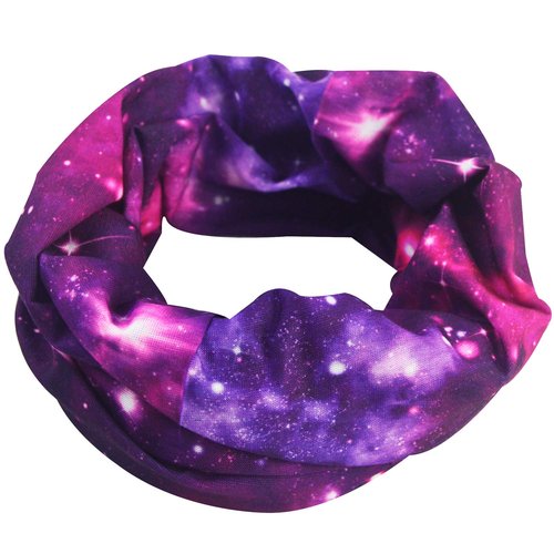 Obacle Seamless Bandana for Rave Face Mask Dust Wind UV Sun Protection Galaxy Tube Mask Headwear Bandana for Women Men Festival Party Motorcycle Riding Outdoor (Starry Sky Deep Purple Rose Red)