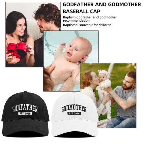Muvtioc Godparents Proposal Gift Godfather and Godmother 2026 Hats Godparents Gift for Christmas Birthday
