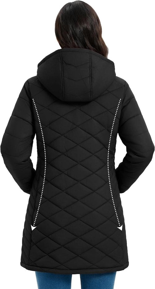 MAGCOMSEN Women's Lightweight Quilted Puffer Jacket - Warm Waterproof Coat with Hood