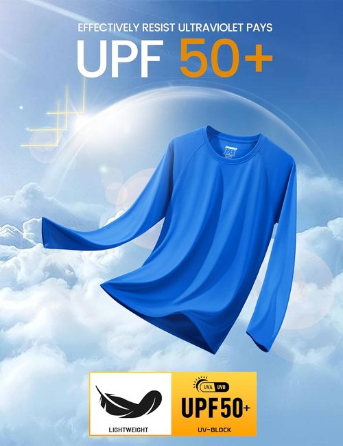 MAGCOMSEN Men's Long Sleeve Athletic Shirt - UPF 50+ UV Sun Protection for Hiking & Running