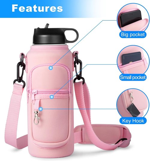 Hydroflask Water Bottle Holder - Convenient Sling Bag with Phone Pocket for 32oz & 40oz | Ideal for Hiking & Travel