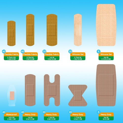 Adhesive Assorted Bandages by [Brand Name] - 210 Count Flexible, Waterproof & Hypoallergenic for Sensitive Skin