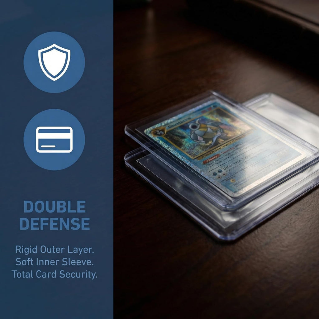 Skiennix Card Sleeves - 400 Pcs Premium Hard & Soft Plastic Trading Card Holders | 3 x 4 Inch