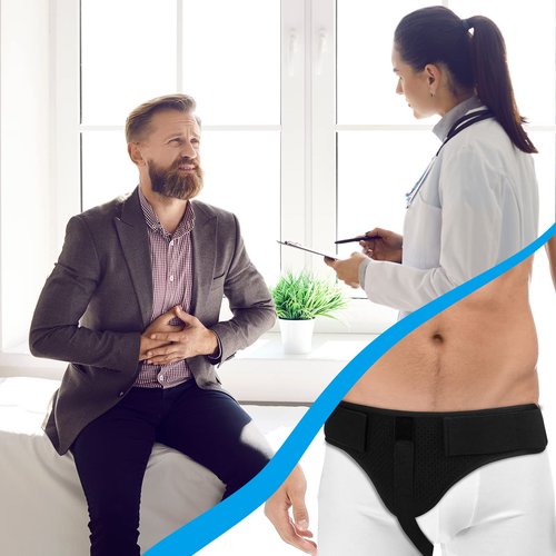 Jetec Inguinal Hernia Support Belt for Men Groin Brace Left or Right Side Post Surgery Hernia Support Truss for Inguinal Groin Pain Truss with Adjustable Waist Strap for Pain Relief Recovery(Classic)