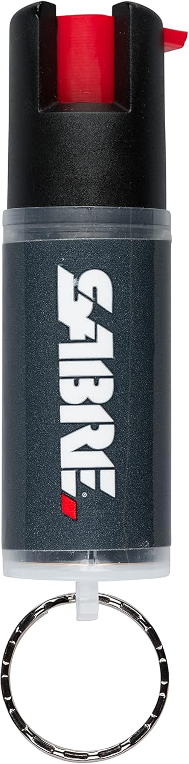 SABRE Defense Spray - 3-in-1 Formula with Key Ring | 25 Bursts, 10-Foot Range, Black