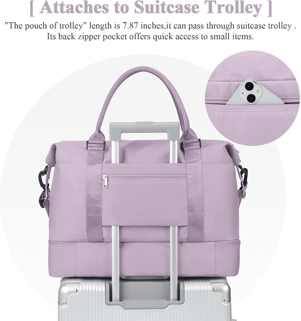 Travel Duffel Bag with Shoes Compartment, Overnight Weekender Bags for Women,Carry on Personal Item Bag