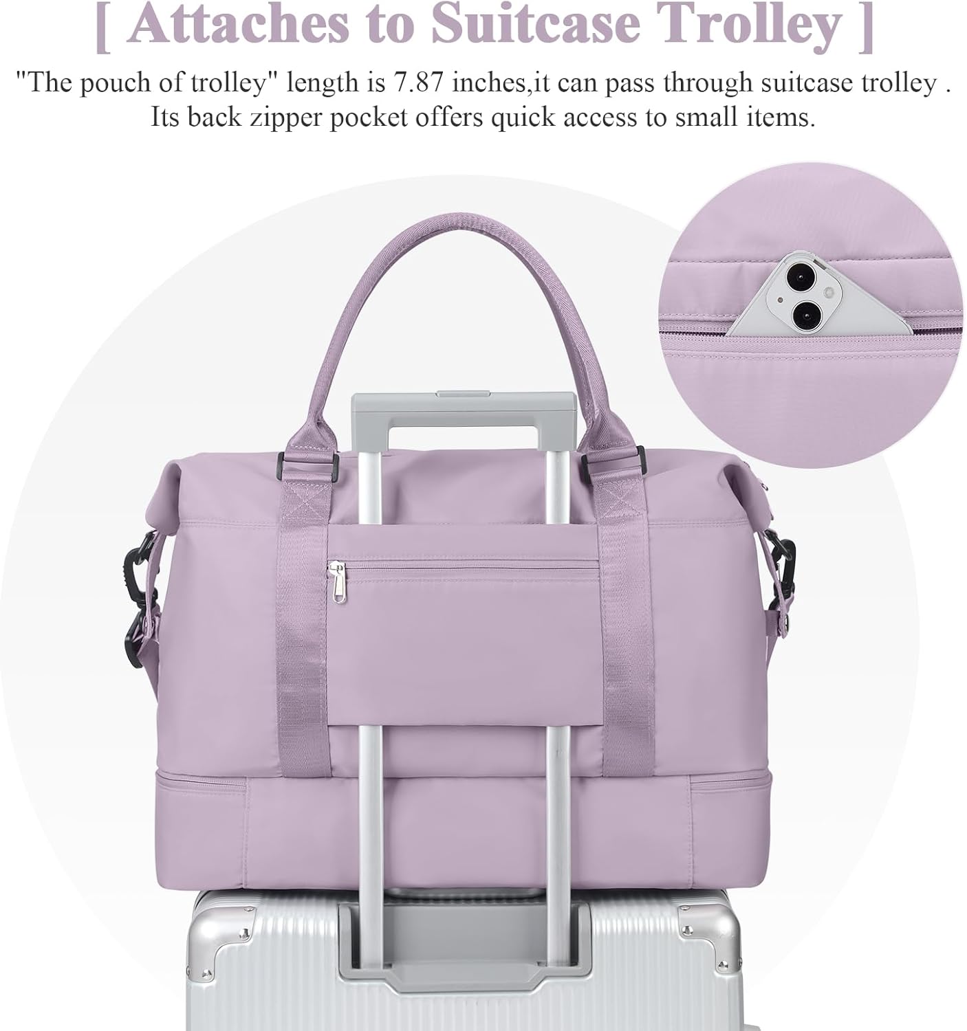 Travel Duffel Bag with Shoes Compartment, Overnight Weekender Bags for Women,Carry on Personal Item Bag