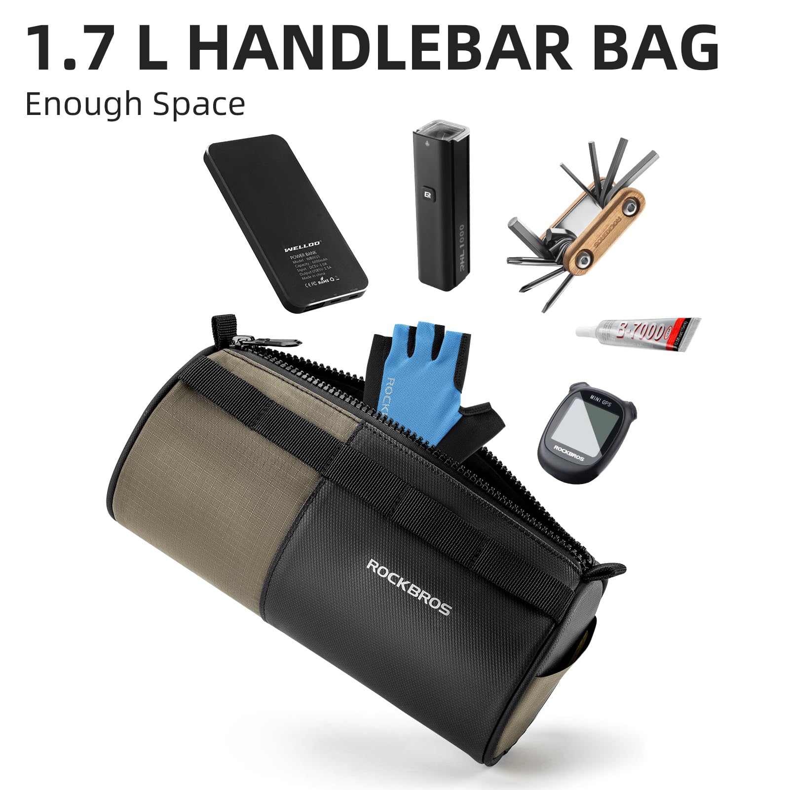 ROCKBROS Bike Handlebar Bag Bicycle Front Bag Storage Bag with Shoulder Strap for Road Mountain Gravel Bike