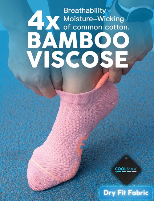 Juclise Coolmax Compression Running Socks - Anti-Blister, Moisture-Wicking, Cushioned | No Show Design