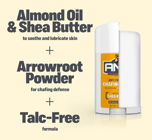 Anti Monkey Butt Anti-Chafing Stick - Mess-Free, Easy Glide Application with Shea Butter & Almond Oil - Prevents & Soothes Thigh, Chest, Bra Line, & Underarm Chafing - 1.7 oz