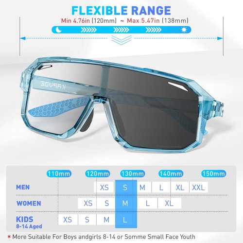 KAPVOE Kids Photochromatic Sunglasses Youth Baseball Sunglasses UV400 Protection Lightweight TR90 Frame Cycling Glasses for Boys Girls Sports Cycling 12