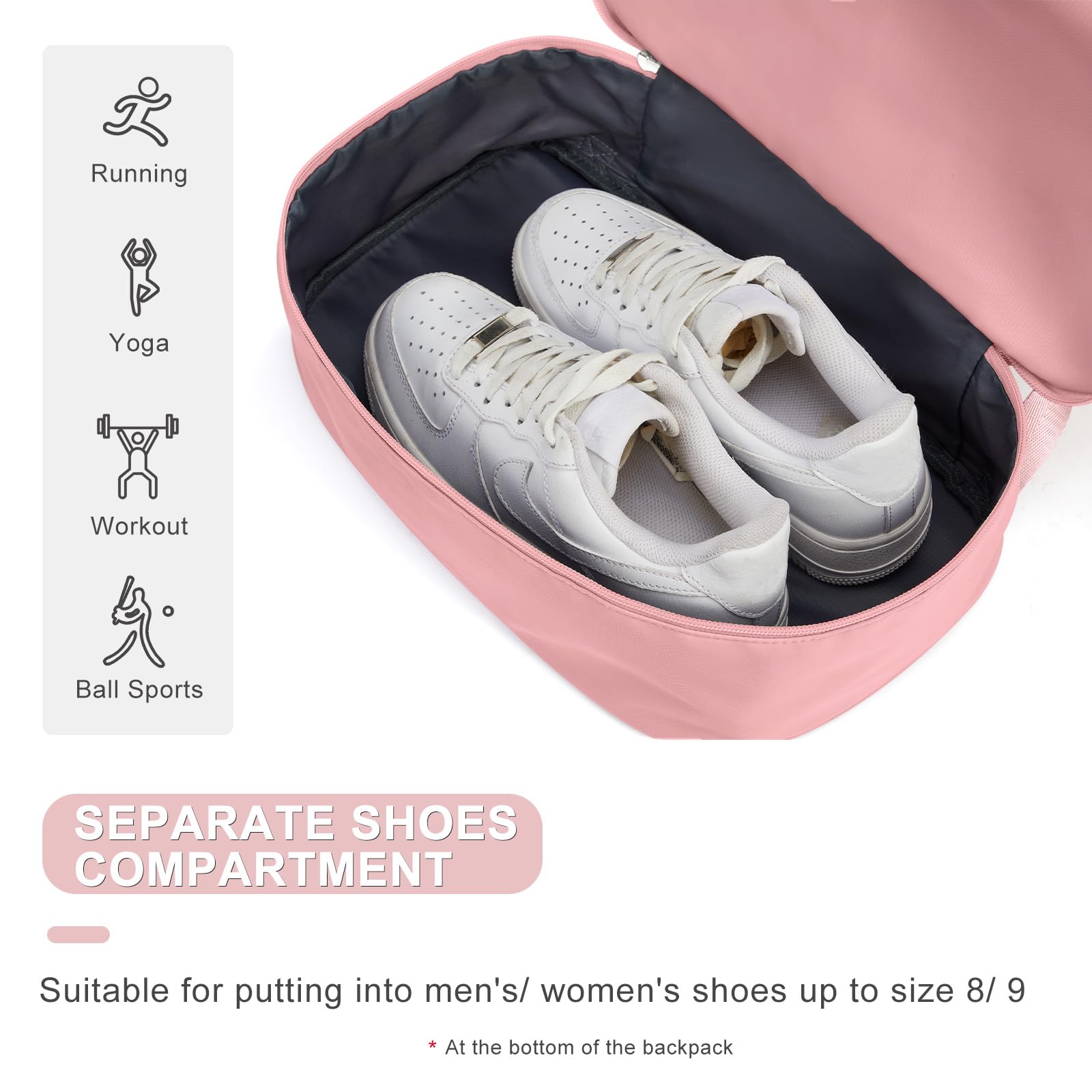 coofay Gym Backpack For Women Waterproof Sports Backpack With Shoe Compartment Lightweight Travel Backpacks Small Gym Bag Dance Volleyball Backpacks