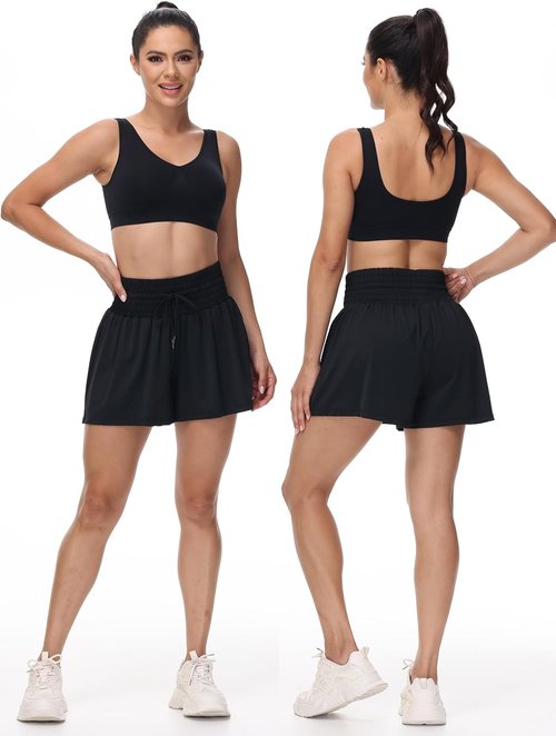 Blaosn Women's High Waist Athletic Shorts - Flowy Gym & Running Skort with Pocket | Casual Summer Wear