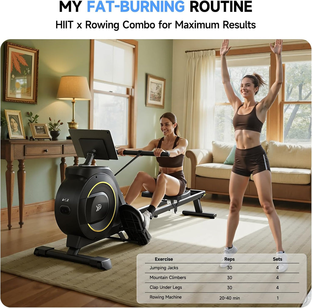 Rowing Machine | Rowing Machine for Home with 350 LB Capacity & 16-Level Silent Resistance - Compact & Foldable for Full-Body Workout
