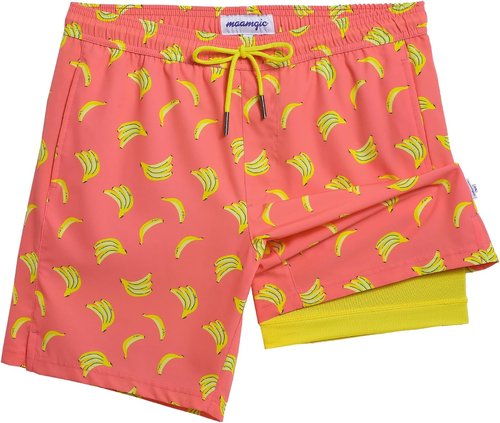 Maamgic Men's Swim Trunks - Quick Dry Bathing Suit with Compression Liner | 7-Inch Inseam