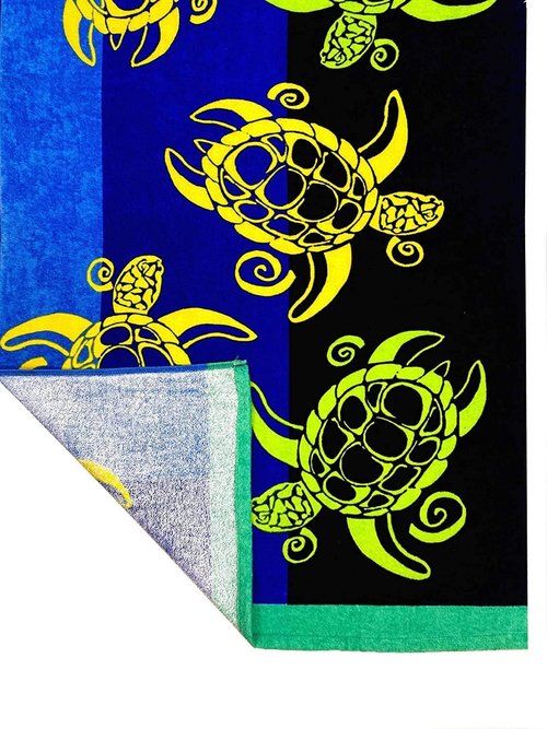 Kaufman Beach Towels - 100% Soft Plush Cotton Velour | Quick-Dry Large 30'' x 60'' Towel (SWM Turtles)